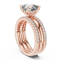 Cushion-Cut Solitaire Double Pavé Diamond Ring