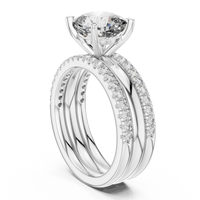 Cushion-Cut Solitaire Double Pavé Diamond Ring