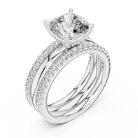 Cushion-Cut Solitaire Double Pavé Diamond Ring