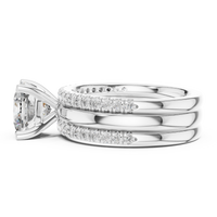 Cushion-Cut Solitaire Double Pavé Diamond Ring