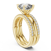Cushion-Cut Solitaire Double Pavé Diamond Ring