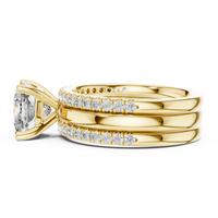 Cushion-Cut Solitaire Double Pavé Diamond Ring