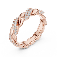Elegant Twisted Multi-Row Pavé Diamond Band Ring