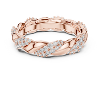 Elegant Twisted Multi-Row Pavé Diamond Band Ring