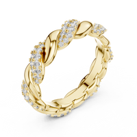 Elegant Twisted Multi-Row Pavé Diamond Band Ring
