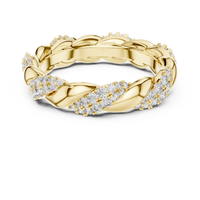 Elegant Twisted Multi-Row Pavé Diamond Band Ring