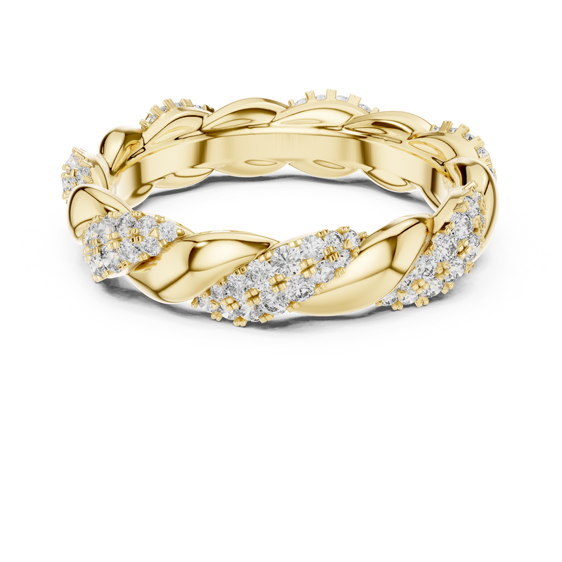 Elegant Twisted Multi-Row Pavé Diamond Band Ring