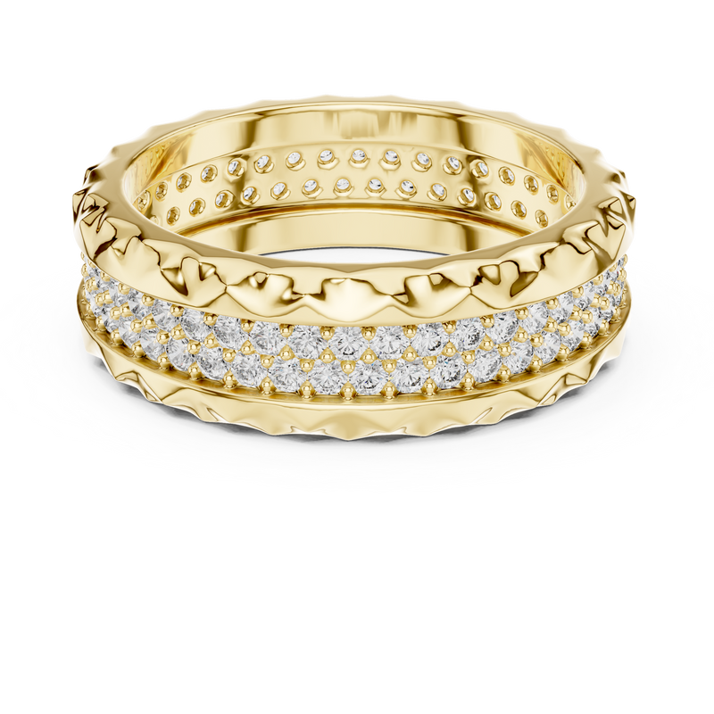 Classic Round Diamond Pavé Band Ring with Textured Edges