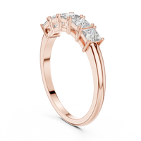 Classic Elegant Five-Stone Princess Cut Diamond Ring