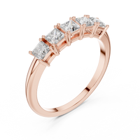 Classic Elegant Five-Stone Princess Cut Diamond Ring
