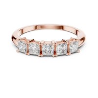 Classic Elegant Five-Stone Princess Cut Diamond Ring