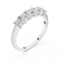 Classic Elegant Five-Stone Princess Cut Diamond Ring