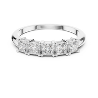 Classic Elegant Five-Stone Princess Cut Diamond Ring