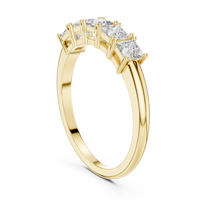 Classic Elegant Five-Stone Princess Cut Diamond Ring