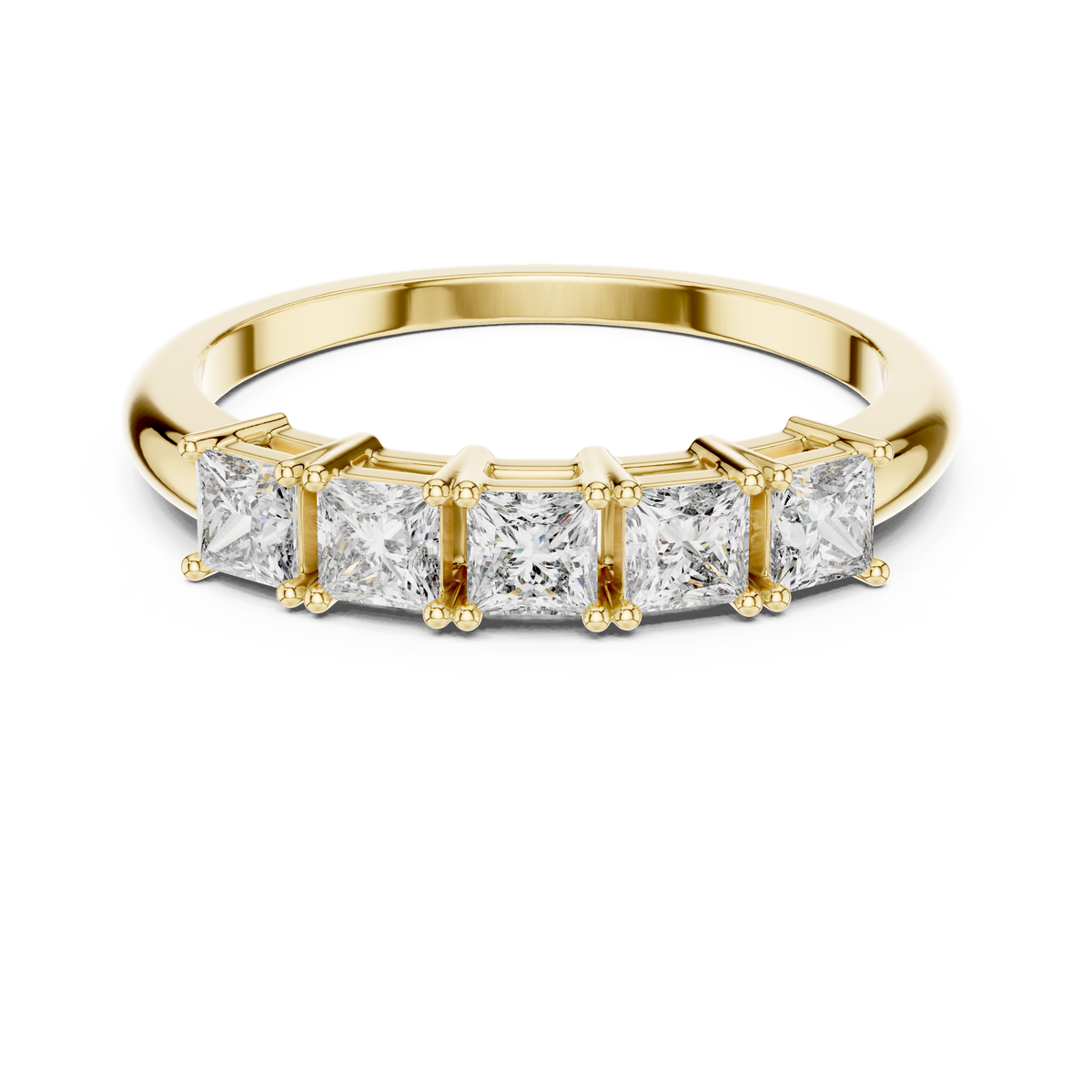 Classic Elegant Five-Stone Princess Cut Diamond Ring