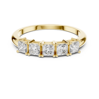 Classic Elegant Five-Stone Princess Cut Diamond Ring