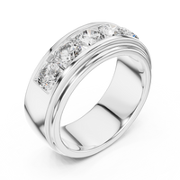 Bold Five-Stone Round Diamond Channel Set Ring