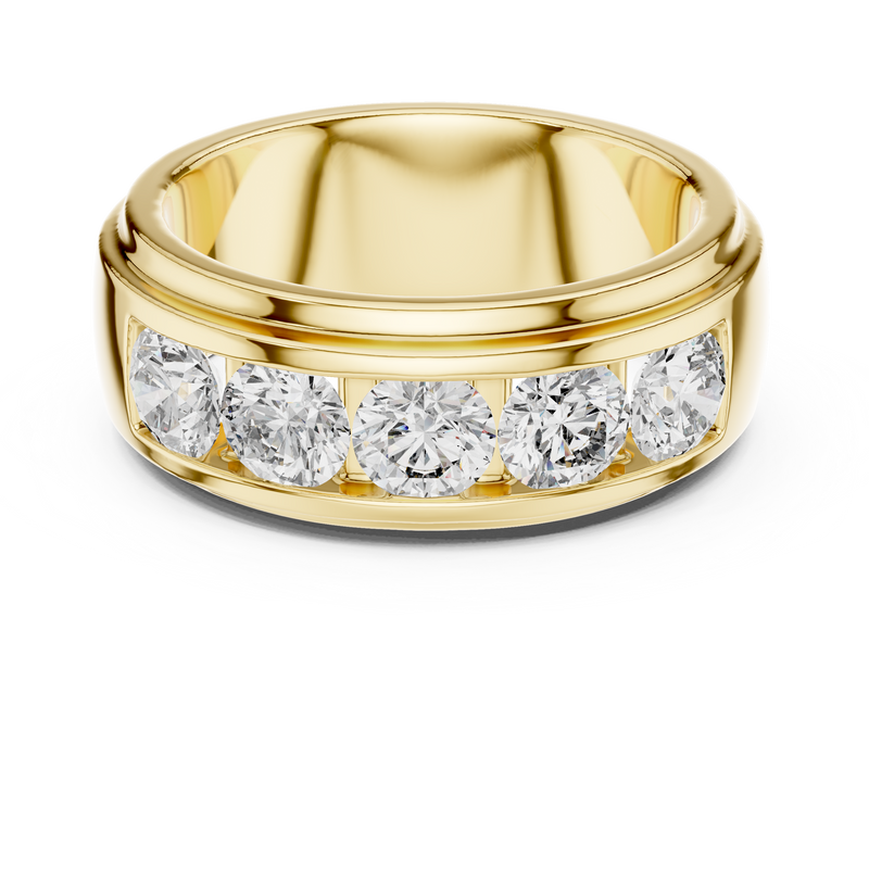 Bold Five-Stone Round Diamond Channel Set Ring