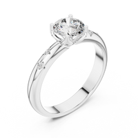 Classic Round Solitaire Diamond Ring with Bezel-Set Accents