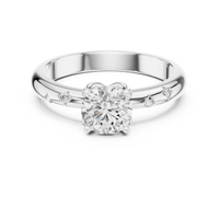 Classic Round Solitaire Diamond Ring with Bezel-Set Accents