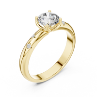 Classic Round Solitaire Diamond Ring with Bezel-Set Accents
