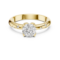 Classic Round Solitaire Diamond Ring with Bezel-Set Accents