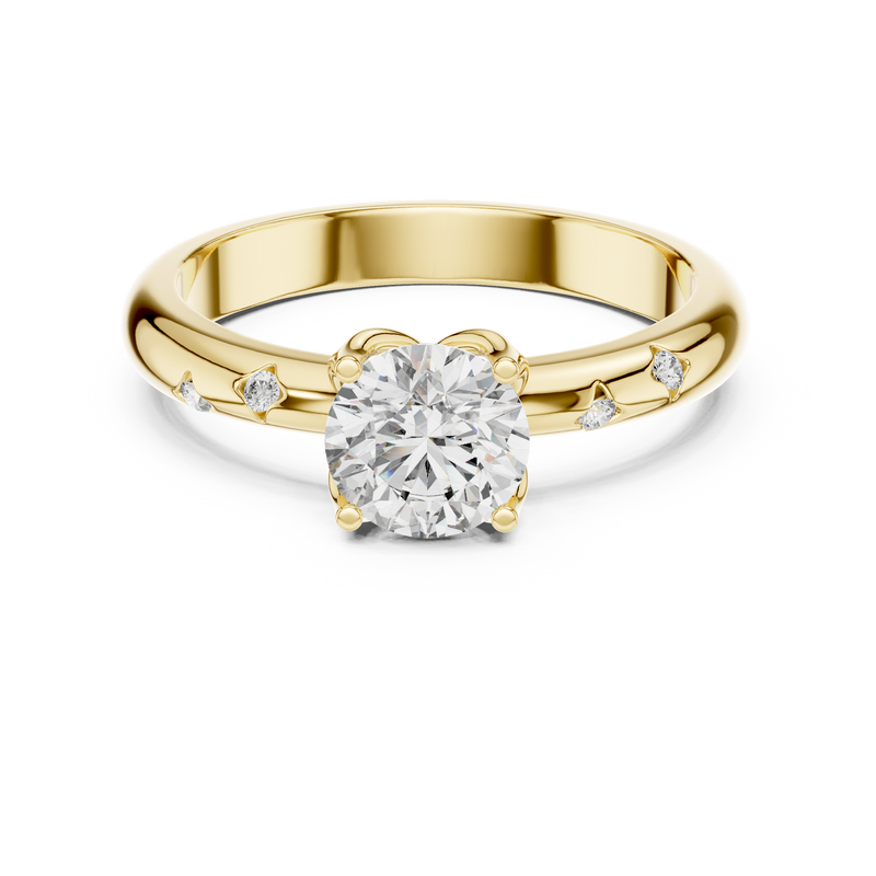 Classic Round Solitaire Diamond Ring with Bezel-Set Accents