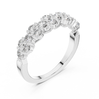 Contemporary Two-Tone Round Diamond Cluster Ring with Collet Setting