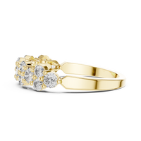 Contemporary Two-Tone Round Diamond Cluster Ring with Collet Setting