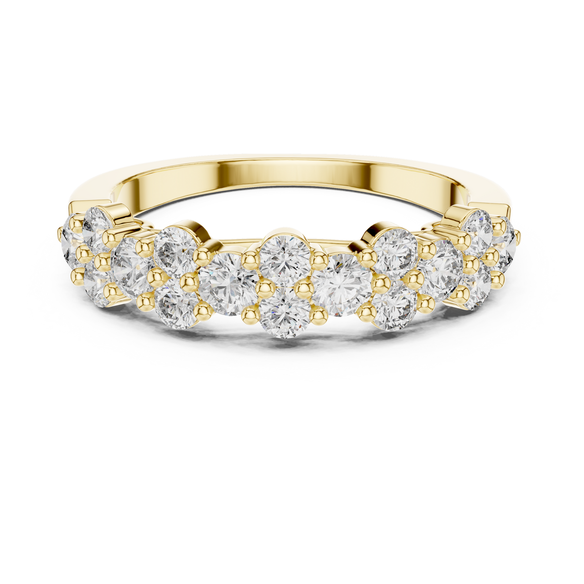Contemporary Two-Tone Round Diamond Cluster Ring with Collet Setting