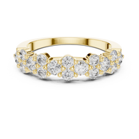 Contemporary Two-Tone Round Diamond Cluster Ring with Collet Setting