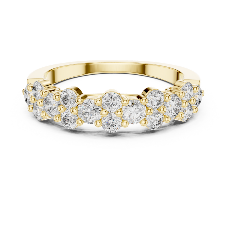 Contemporary Two-Tone Round Diamond Cluster Ring with Collet Setting