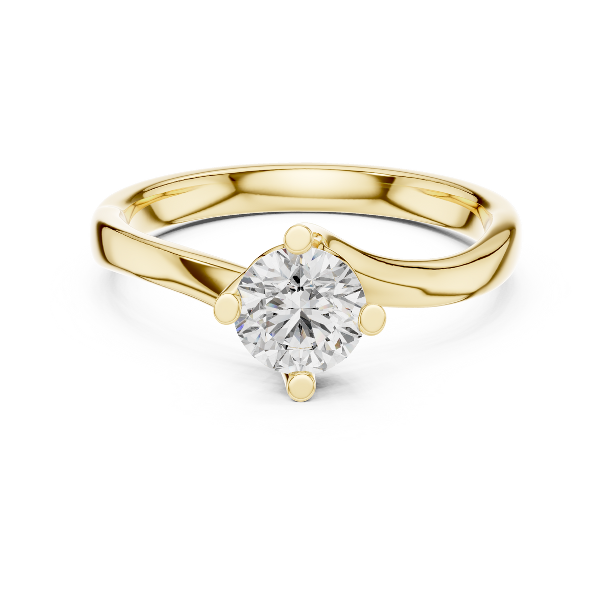 Classic Round Solitaire Diamond Ring with Elegant Collet