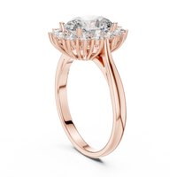 Oval Solitaire Diamond Ring with Round Diamond Halo