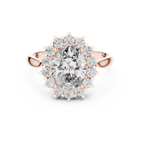 Oval Solitaire Diamond Ring with Round Diamond Halo