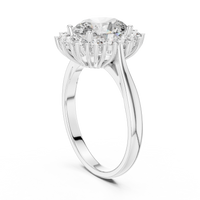 Oval Solitaire Diamond Ring with Round Diamond Halo