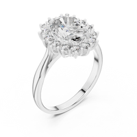 Oval Solitaire Diamond Ring with Round Diamond Halo
