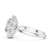 Oval Solitaire Diamond Ring with Round Diamond Halo