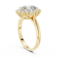 Oval Solitaire Diamond Ring with Round Diamond Halo
