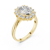 Oval Solitaire Diamond Ring with Round Diamond Halo