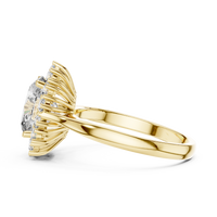 Oval Solitaire Diamond Ring with Round Diamond Halo