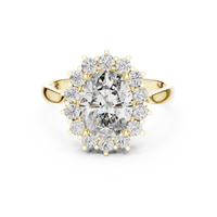 Oval Solitaire Diamond Ring with Round Diamond Halo