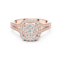 Aurelia Round Diamond Halo Cluster Ring – Contemporary Multi-Stone Ring