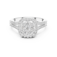 Aurelia Round Diamond Halo Cluster Ring – Contemporary Multi-Stone Ring