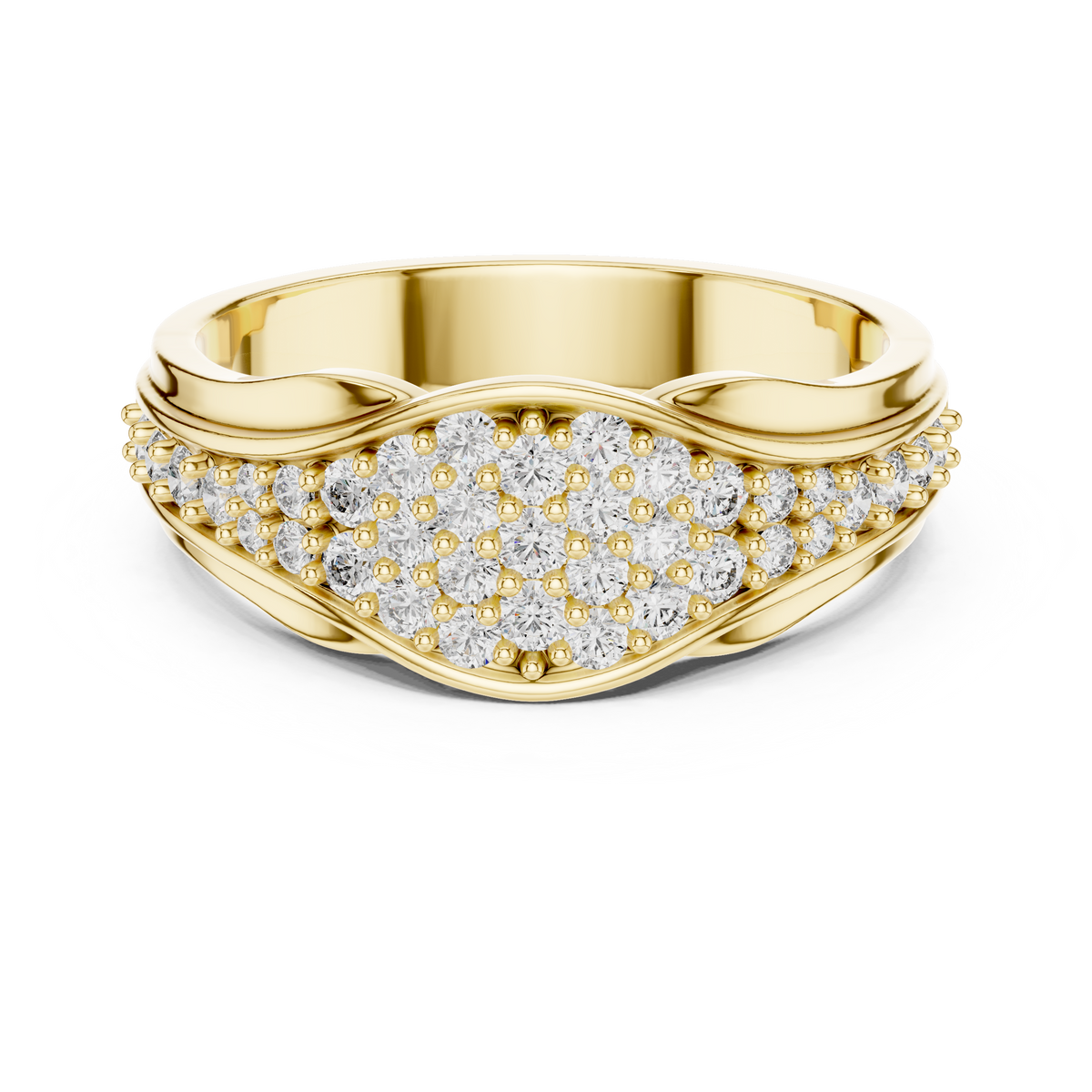 Celestia Pavé Wave Diamond Band – Contemporary Diamond Ring