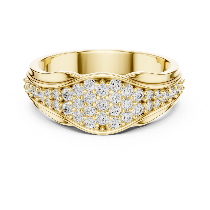 Celestia Pavé Wave Diamond Band – Contemporary Diamond Ring