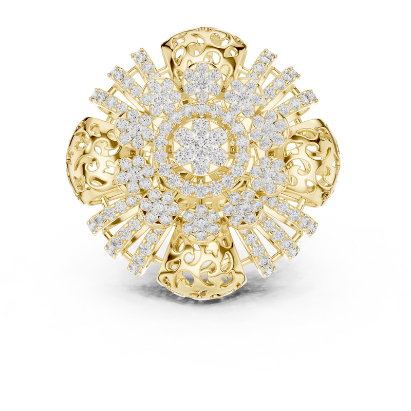 Celestia Grand Floral Diamond Cluster Ring – Intricate Statement Ring