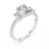 Regal Emerald Duo Emerald-Cut Diamond Ring