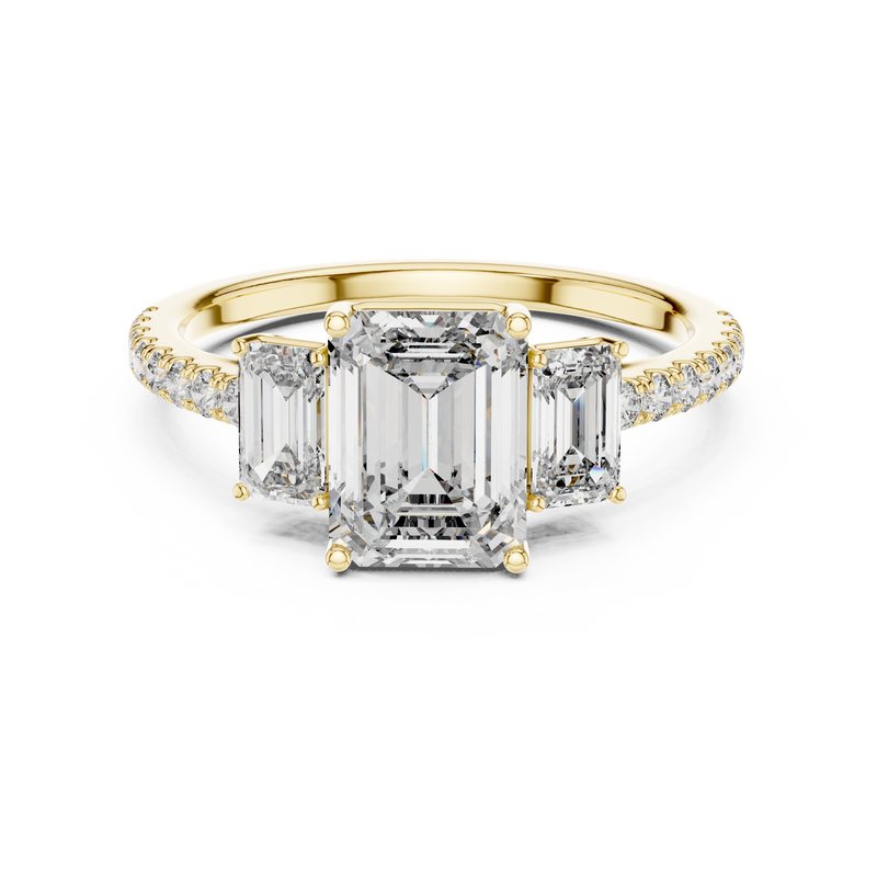 Regal Emerald Duo Emerald-Cut Diamond Ring