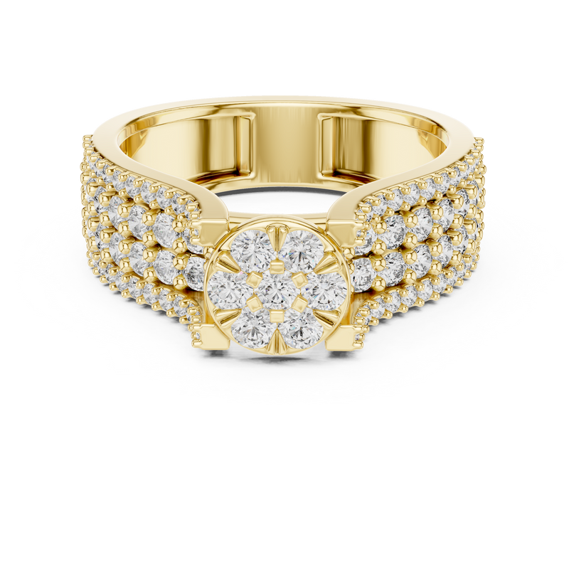 Celestia Round Diamond Cluster Multi-Row Ring